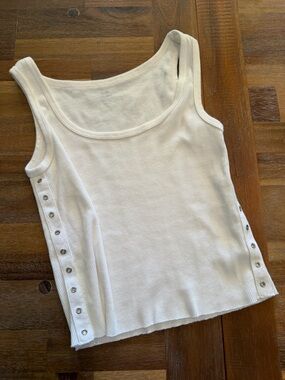 Brandy Melville white Ribbed Tank with Side Snap Details